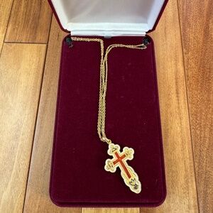 Camrose & Kross Jacqueline Kennedy Russian Enamel Cross Necklace
